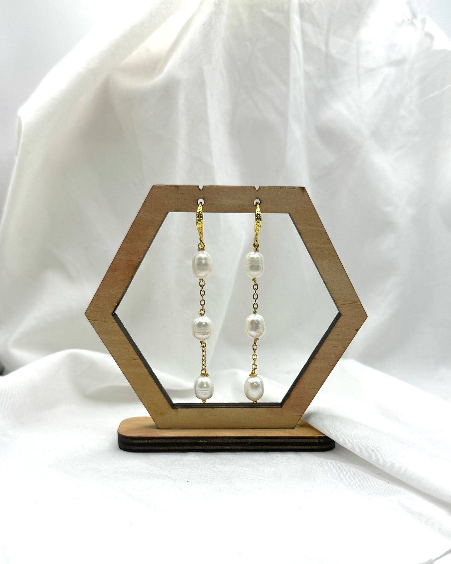 Rachel Earrings - Gold Plated Pearl Dangles