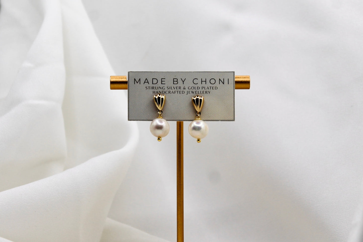 Suzette Earrings - Gold Plated Pearl Earrings