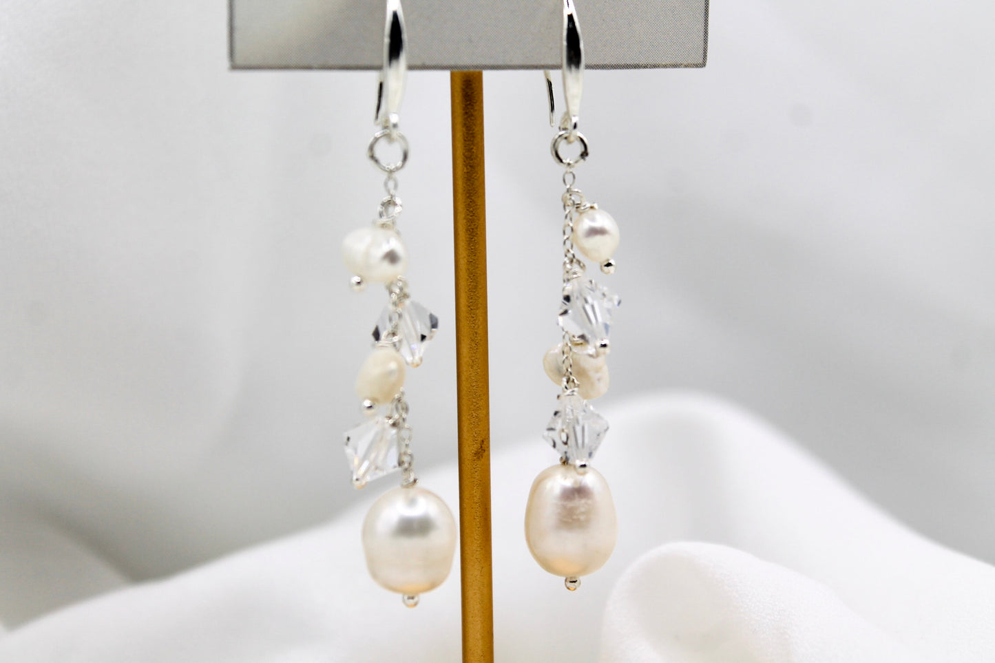 Harper Earrings - Stirling Silver Pearl & Swarovski Crystal Earrings