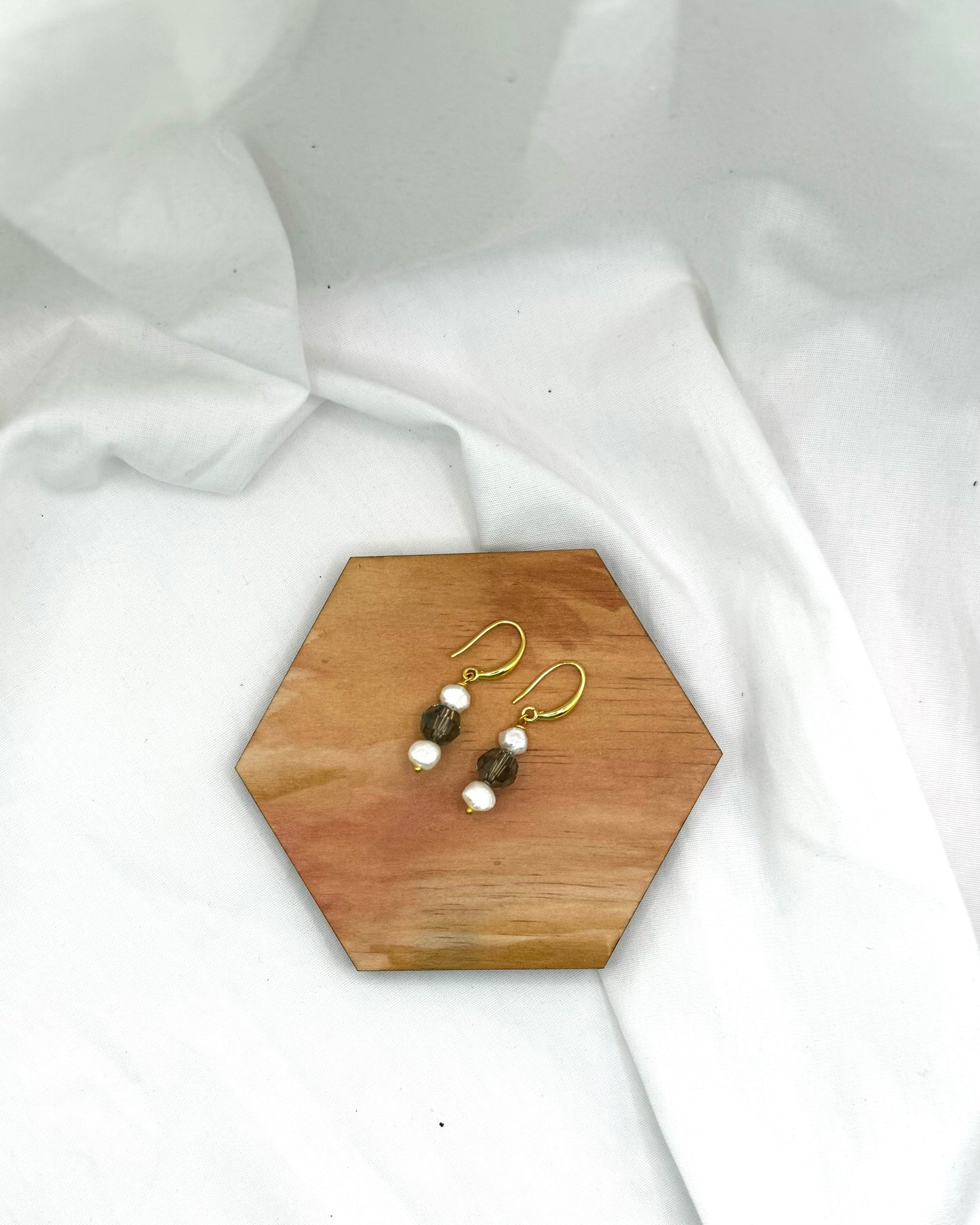 Chloe Earrings - Gold Plated Pearl & Swarovski Crystal Drops