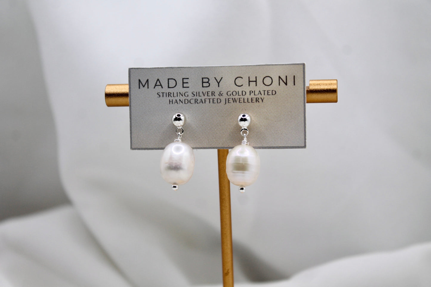 Willow Earrings - Stirling Silver Pearl Dangles