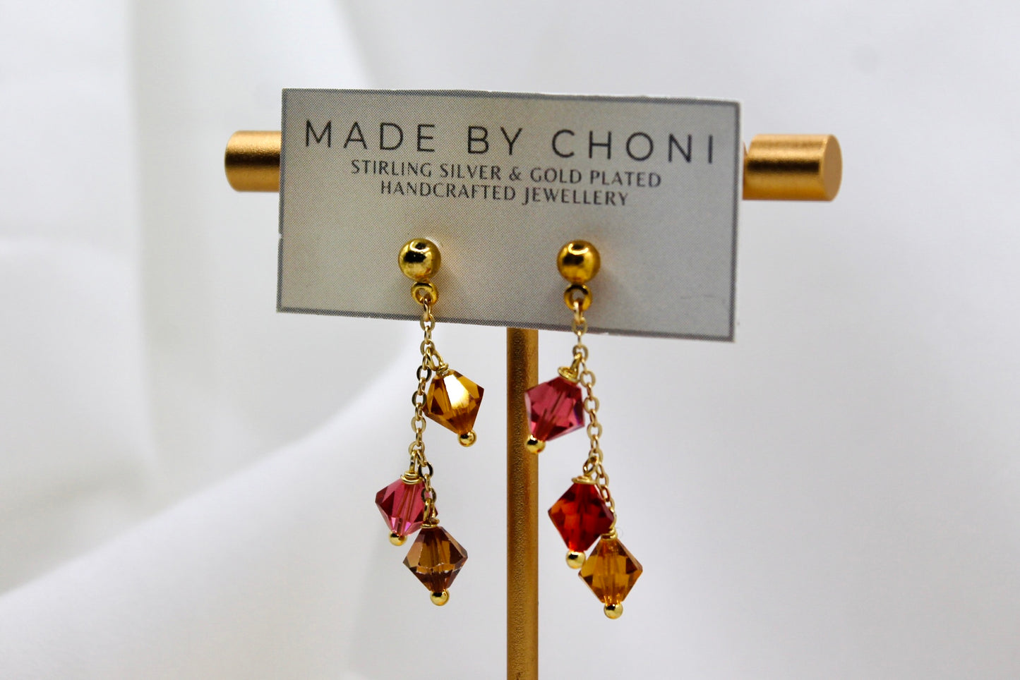 Queenie Earrings - Gold Plated Swarovski Crystal Earrings