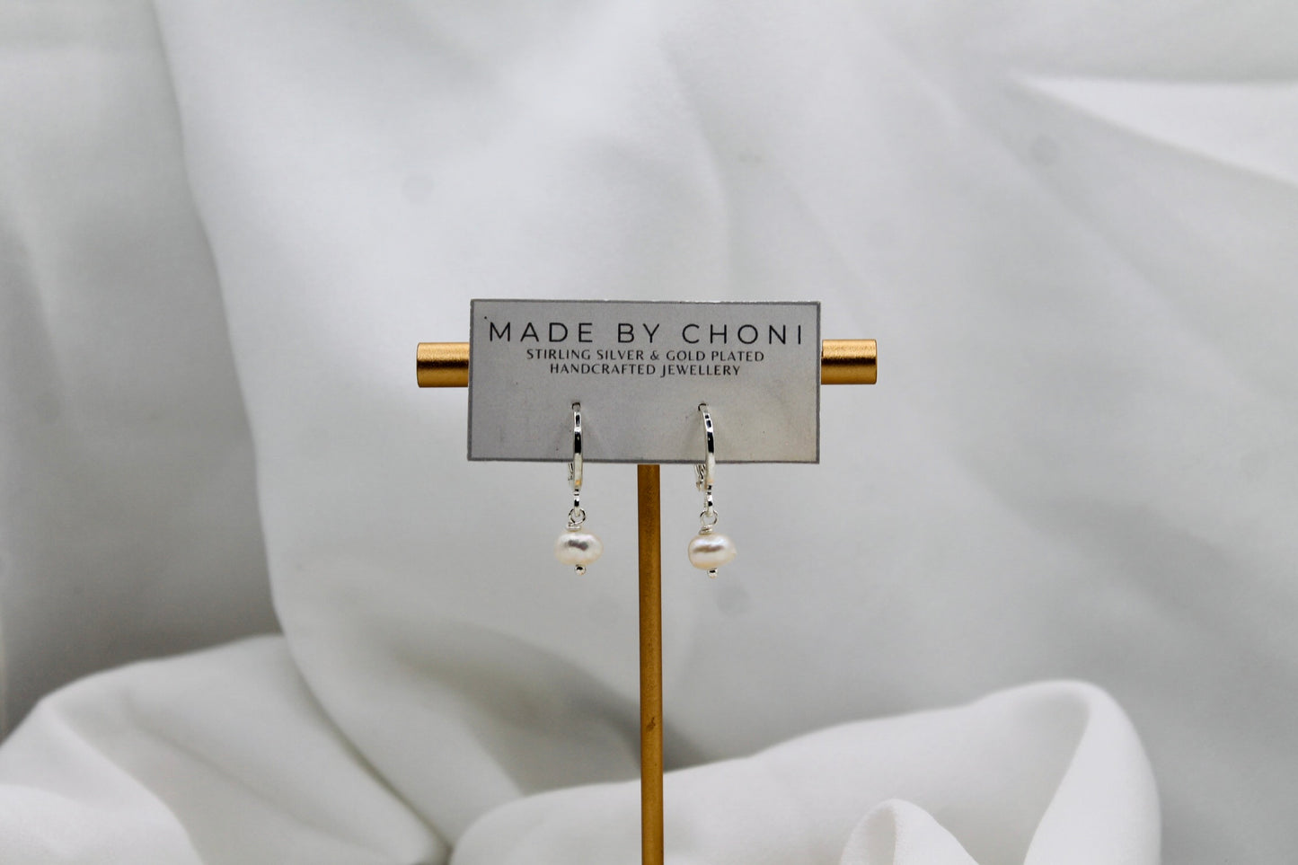 Piper Earrings - Stirling Silver Pearl Dangles