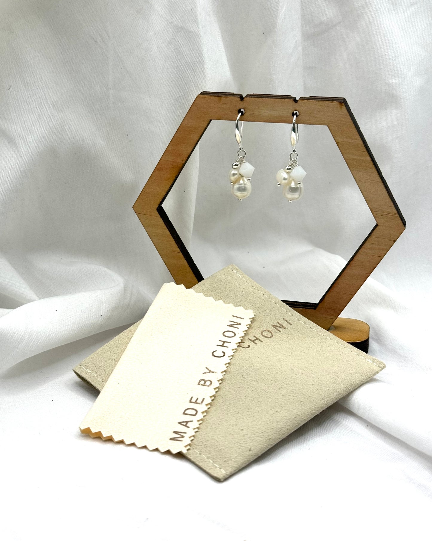 Gabby Earrings - Stirling Silver Pearl & Swarovski Crystal Dangles