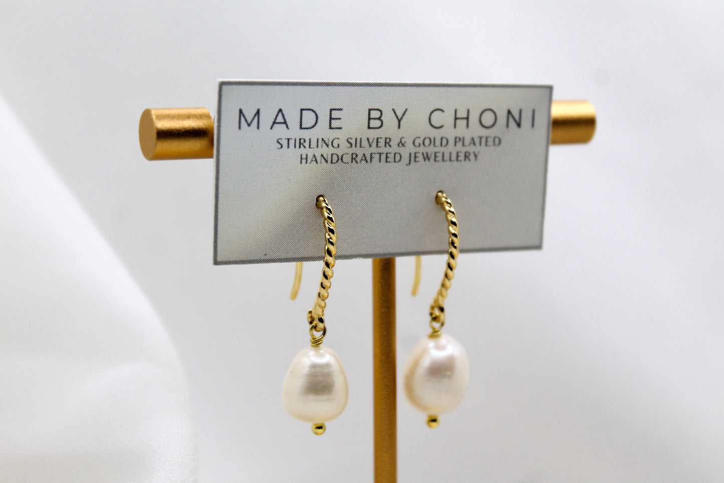 Alex Earrings - Gold Plated Pearl Earrings