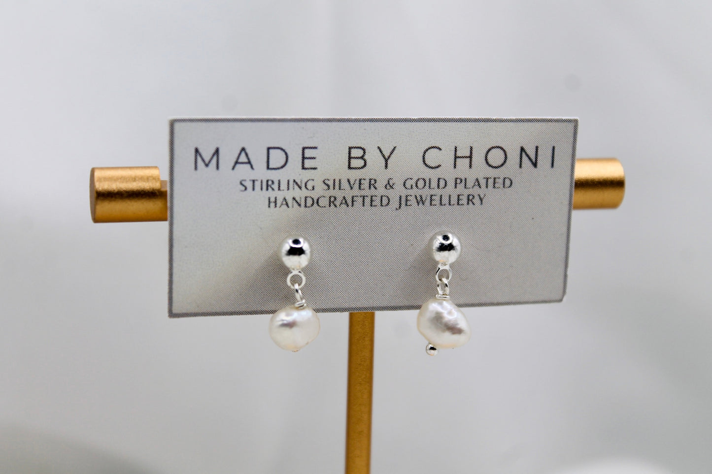 Mikayla Earrings - Stirling Silver Pearl Dangles