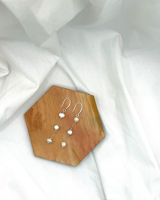 Grace Earrings - Stirling Silver Pearl Dangle