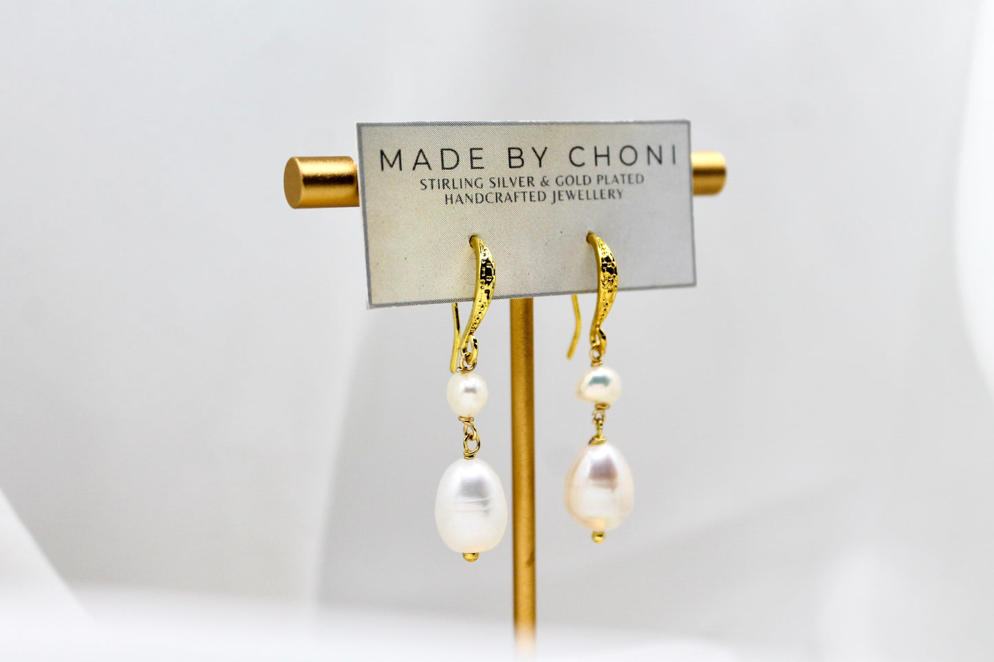 Daisy Earrings - Gold Plated Pearl Earrings