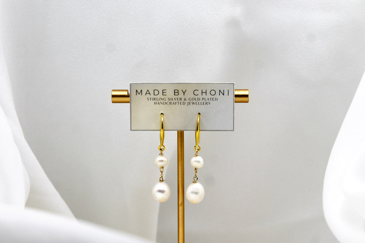 Donna Earrings - Gold Plated Pearl Earrings