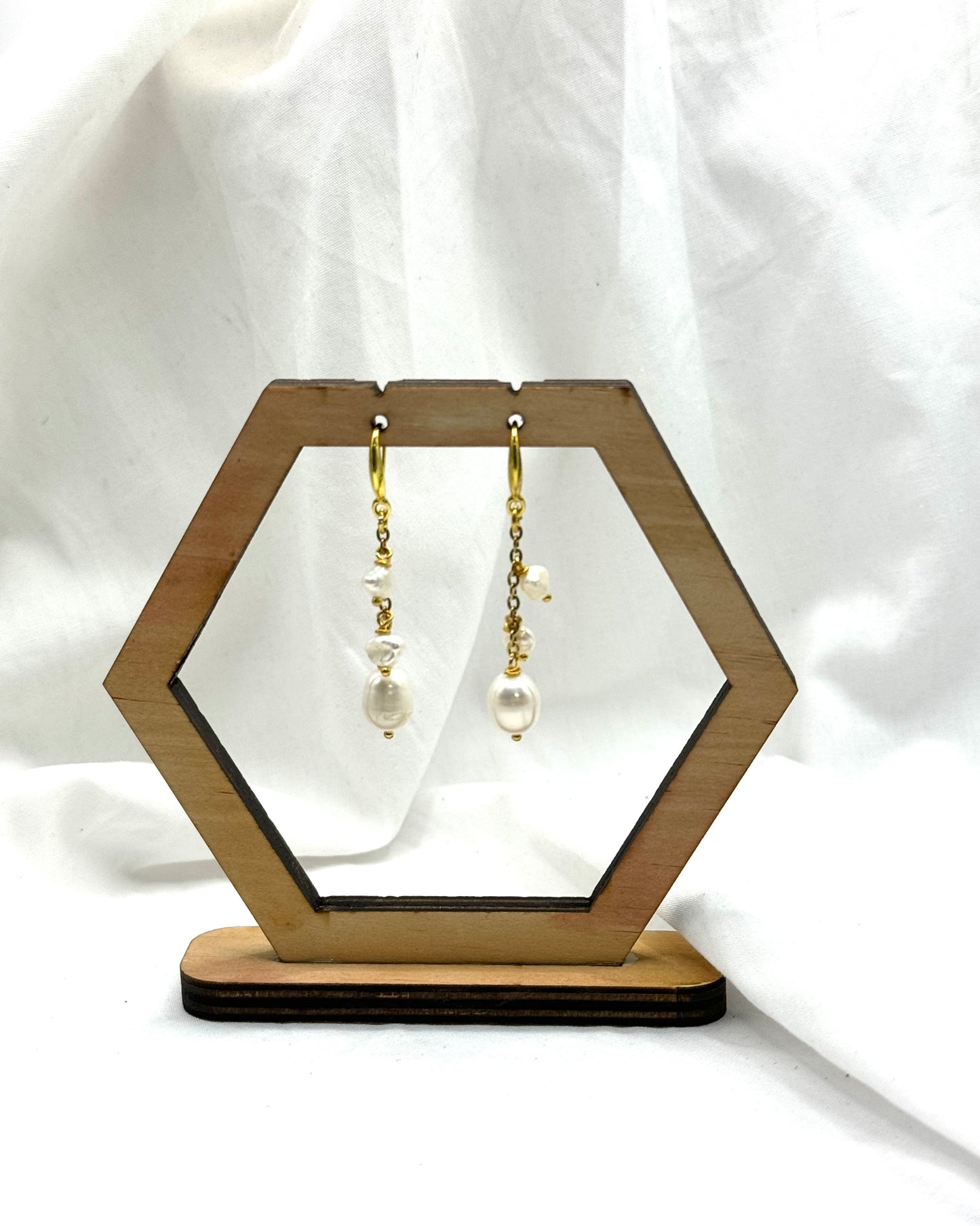 Naomi Earrings - Gold Plated Pearl Dangles