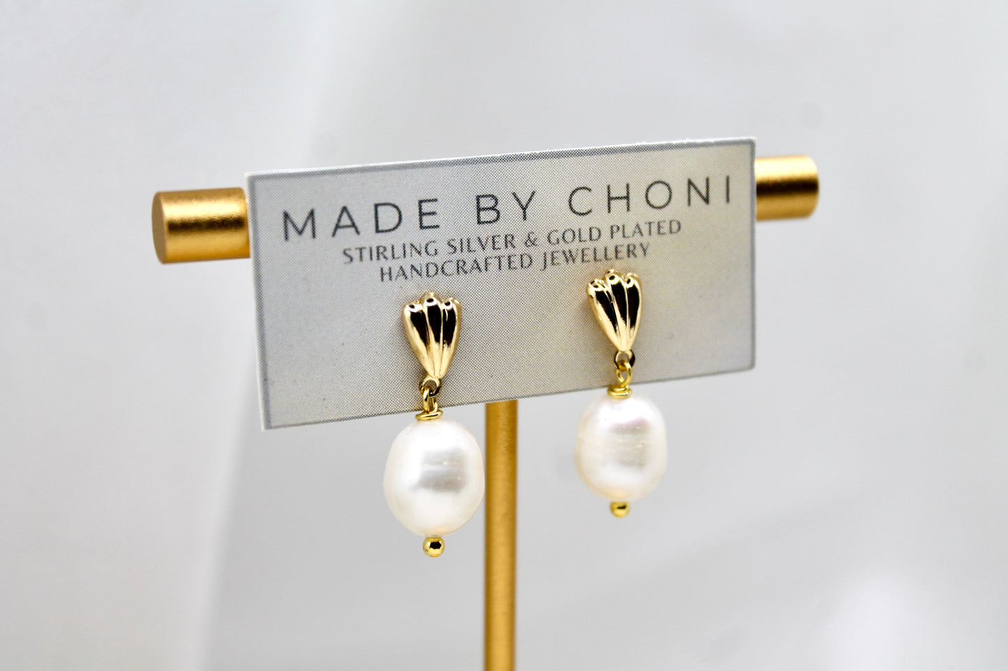 Ivy Earrings - Gold Plated Pearl Earrings