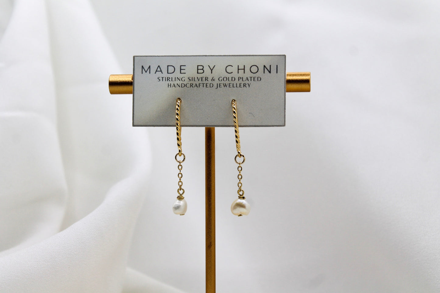 Tash Earrings - Gold Plated Pearl Earrings