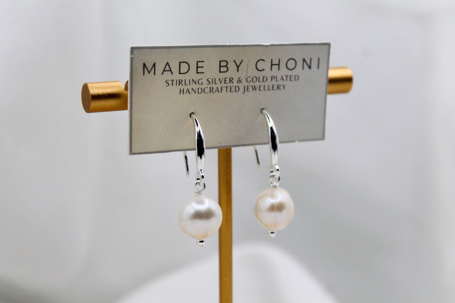 Jean Earrings - Stirling Silver Pearl Dangles