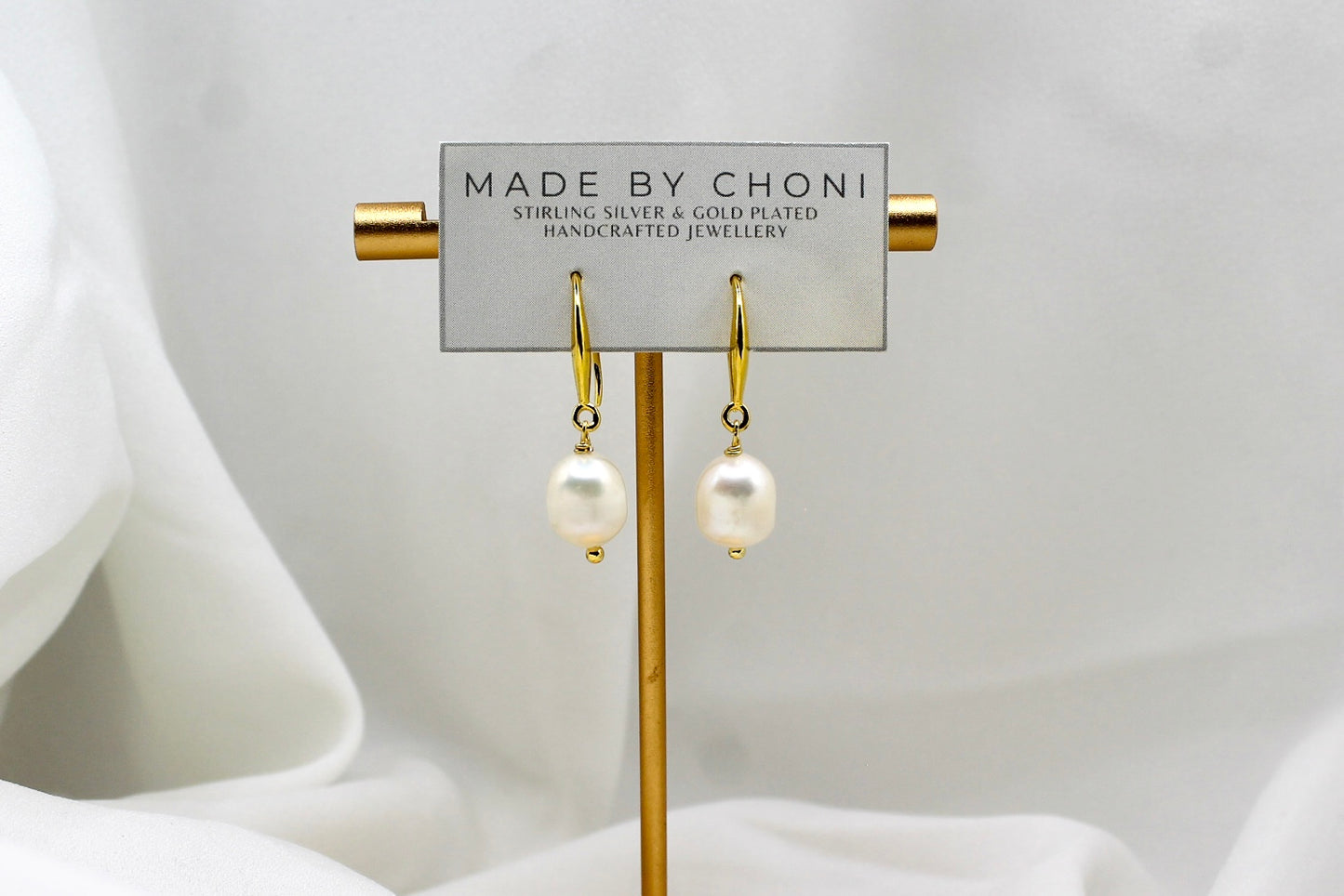 Stella Earrings - Gold Plated Pearl Drops