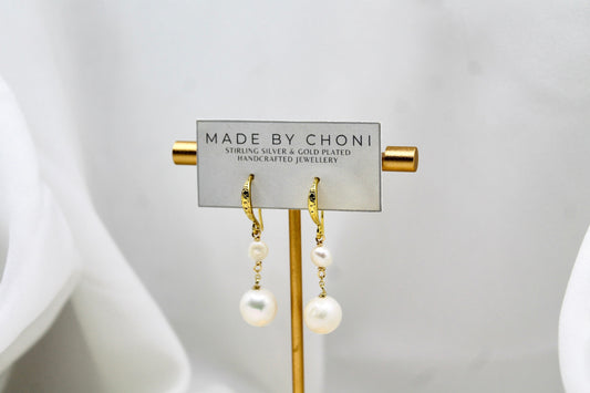 Sage Earrings - Gold Plated Pearl Earrings