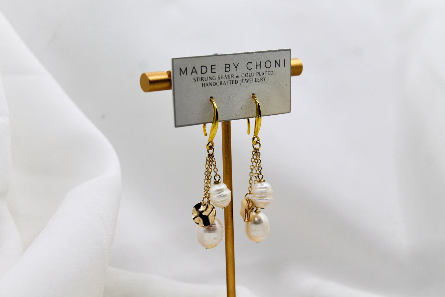 Paisley Earrings - Gold Plated Pearl Earrings