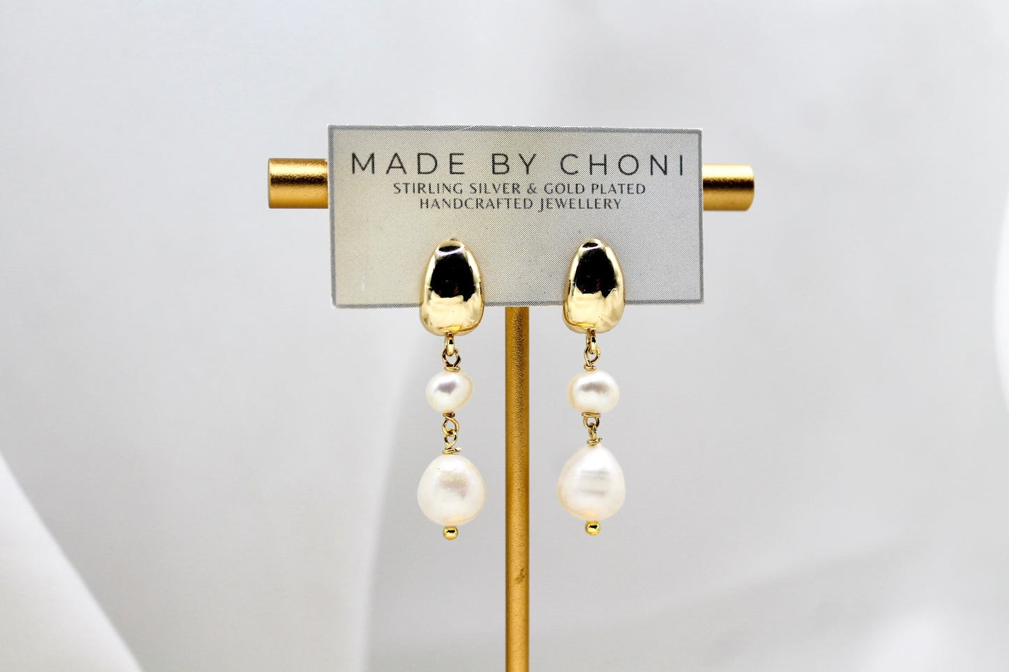 Violet Earrings - Gold Plated Pearl Earrings