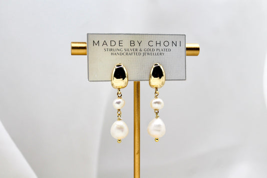 Violet Earrings - Gold Plated Pearl Earrings