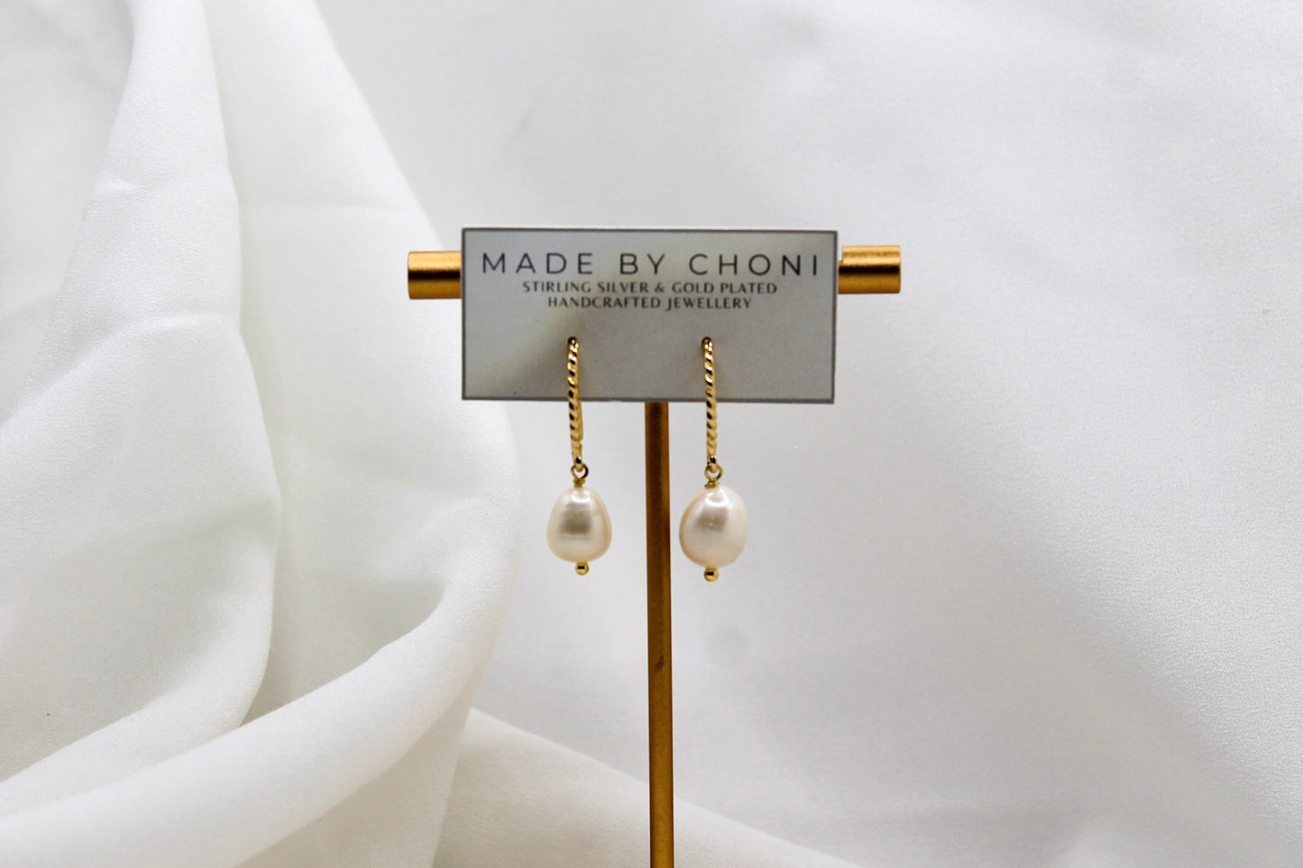 Alex Earrings - Gold Plated Pearl Earrings