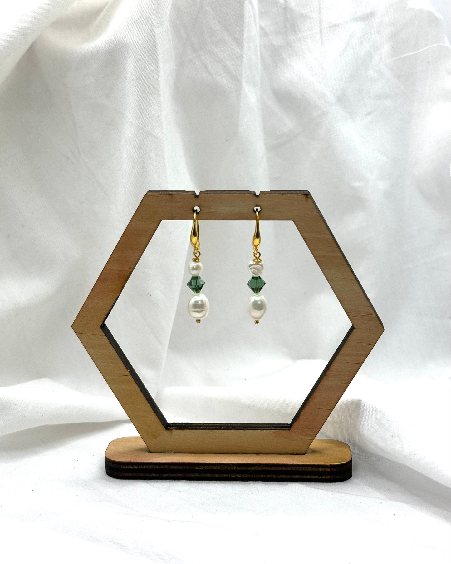 Tessa Earrings - Gold Plated Pearl & Swarovski Crystal Dangles