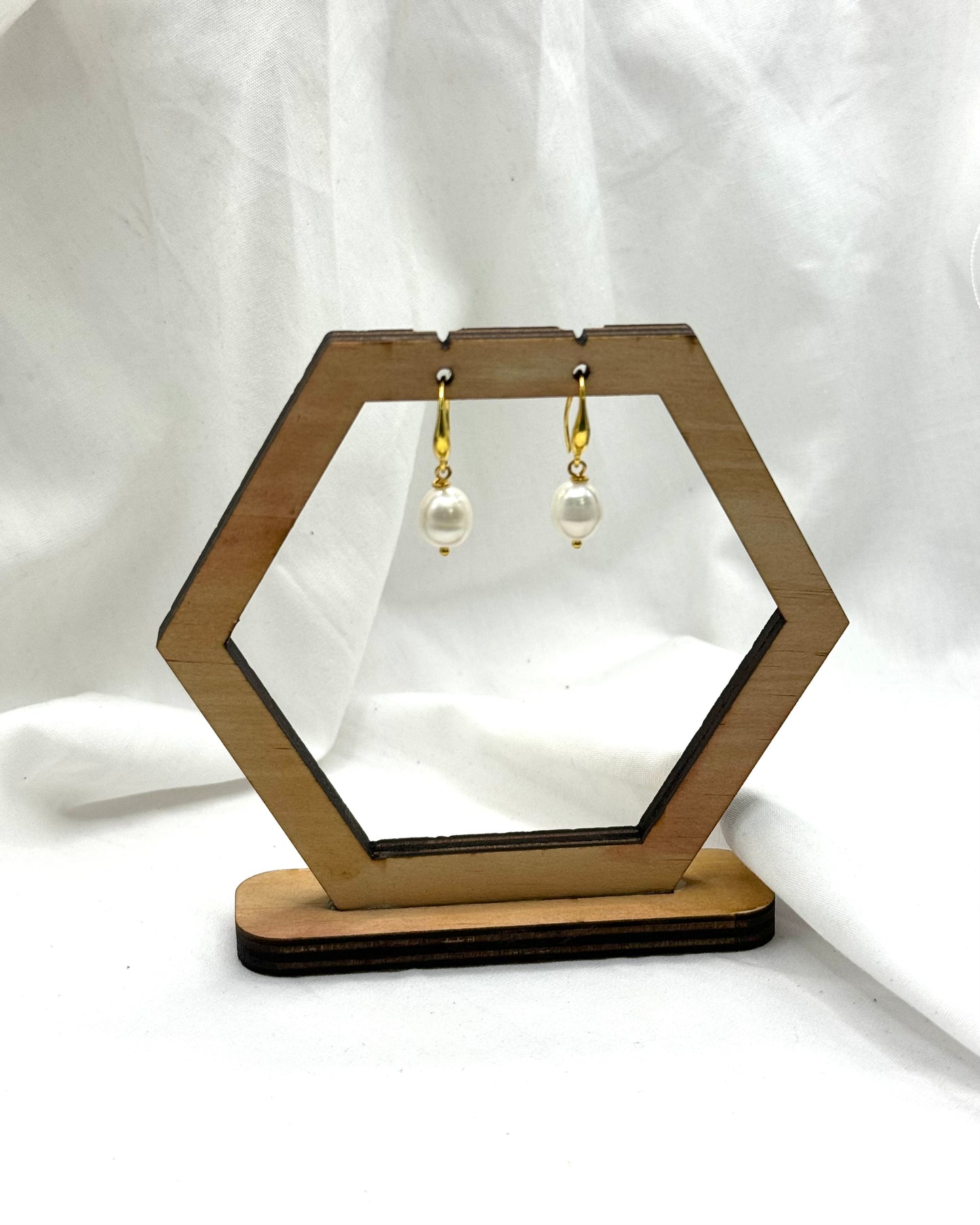 Stella Earrings - Gold Plated Pearl Drops