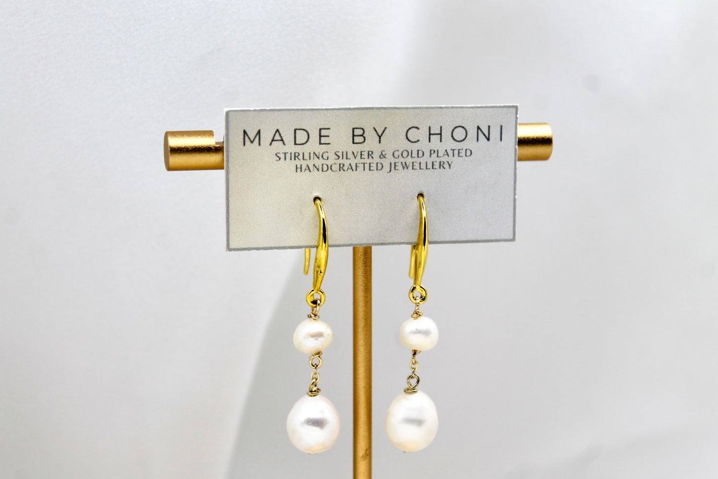 Donna Earrings - Gold Plated Pearl Earrings