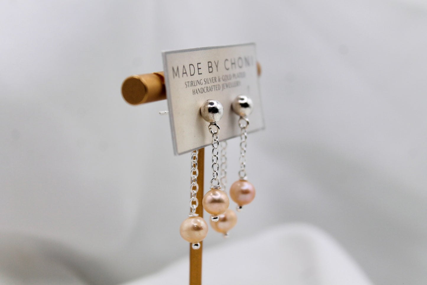 Katie Earrings - Stirling Silver Pearl Dangles