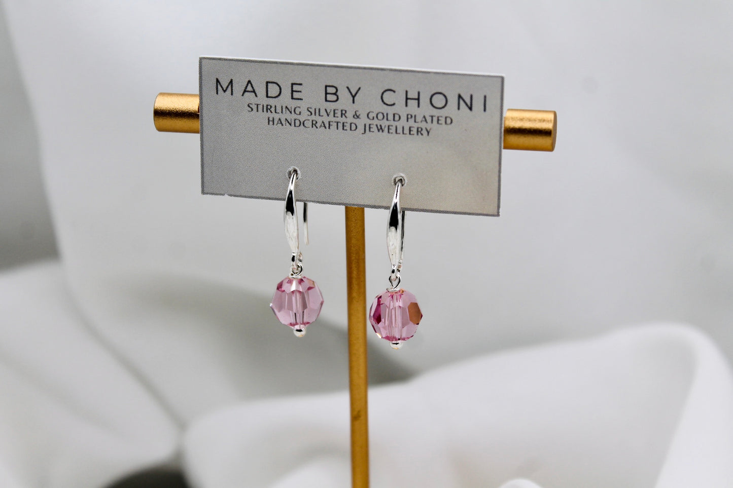 Nat Earrings - Stirling Silver Swarovski Crystal Dangles