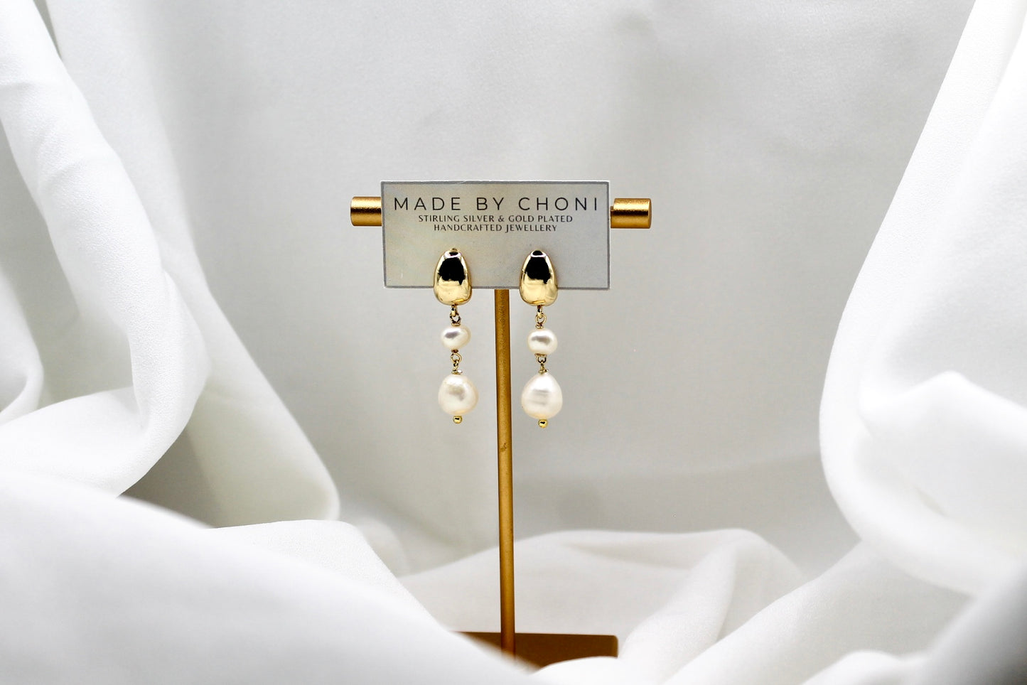 Violet Earrings - Gold Plated Pearl Earrings