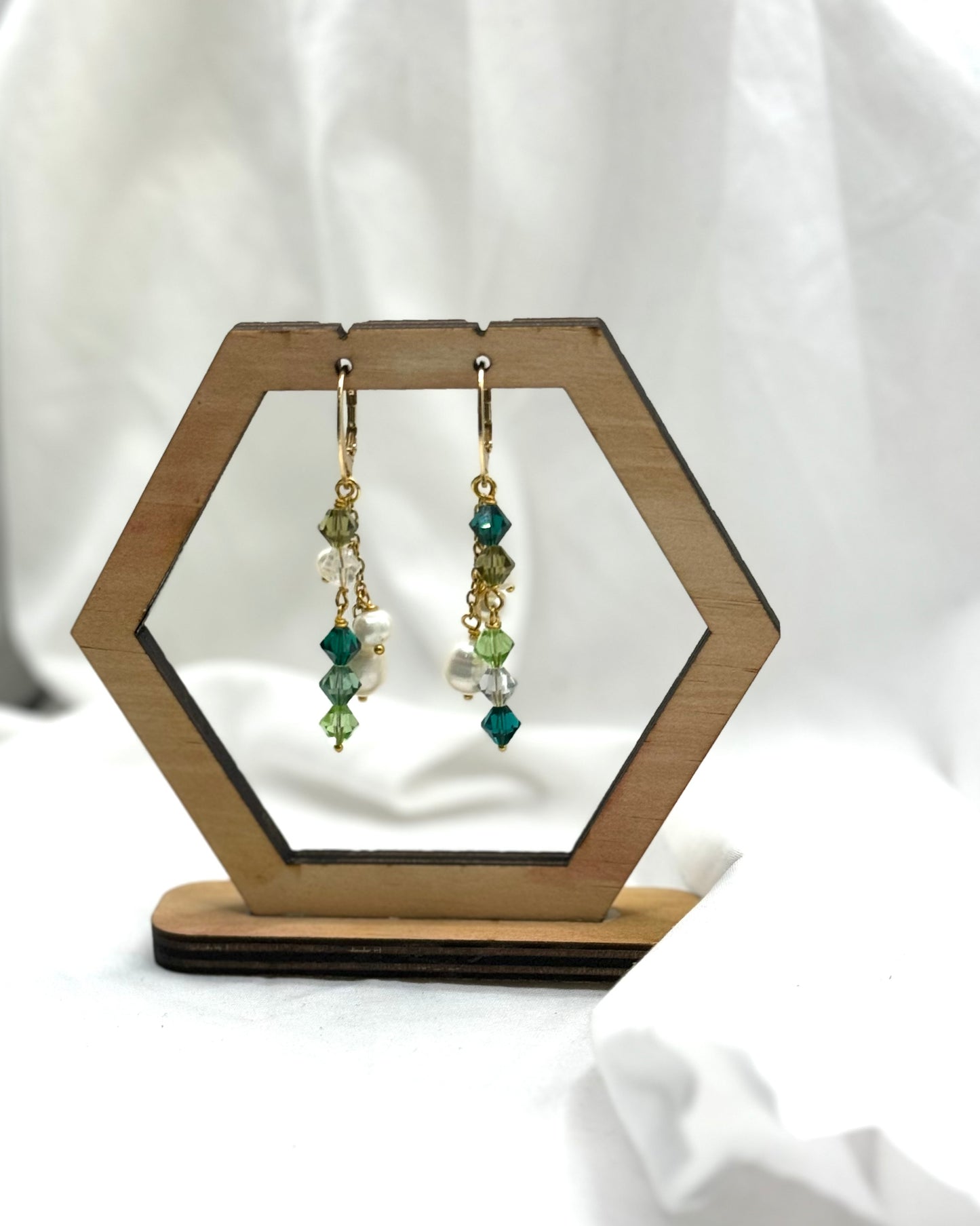 Bec Earrings - Gold Plated Pearl & Swarovski Crystal Statement Dangles