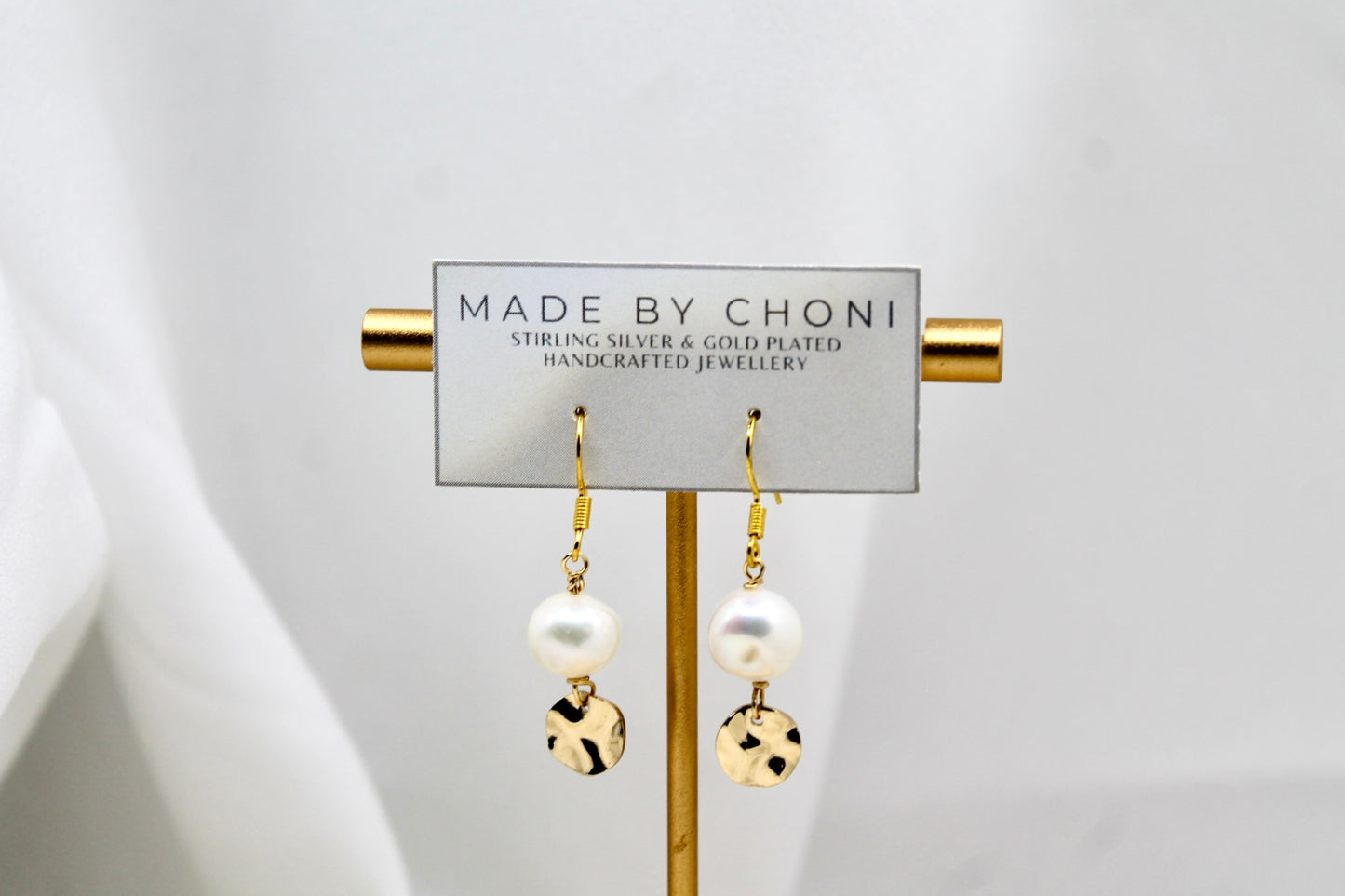 Peach Earrings - Gold Plated Pearl Earrings