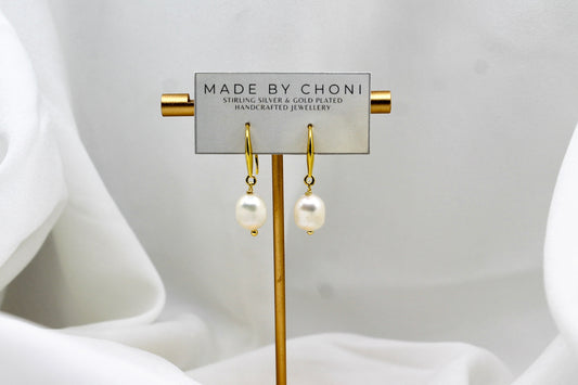 Stella Earrings - Gold Plated Pearl Drops