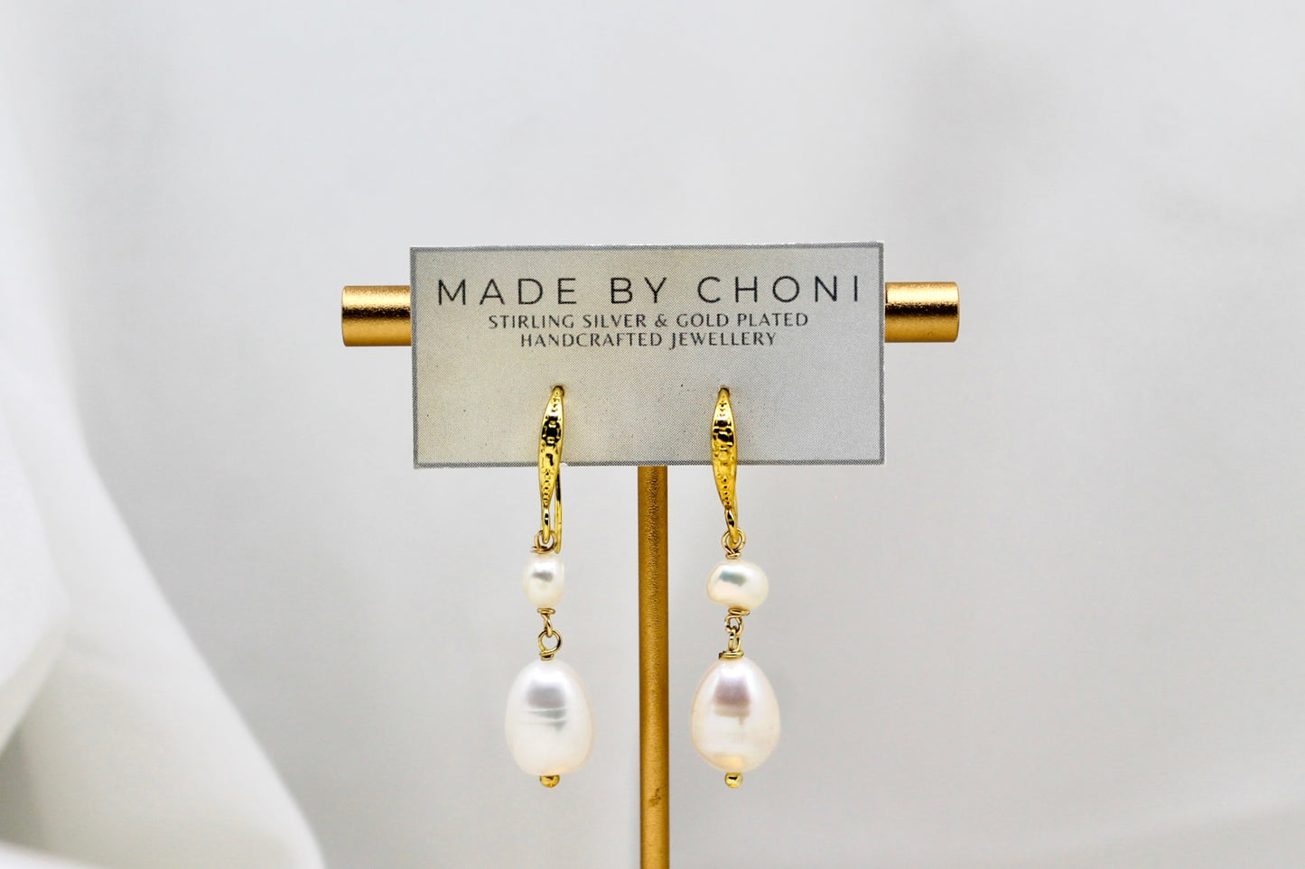 Daisy Earrings - Gold Plated Pearl Earrings