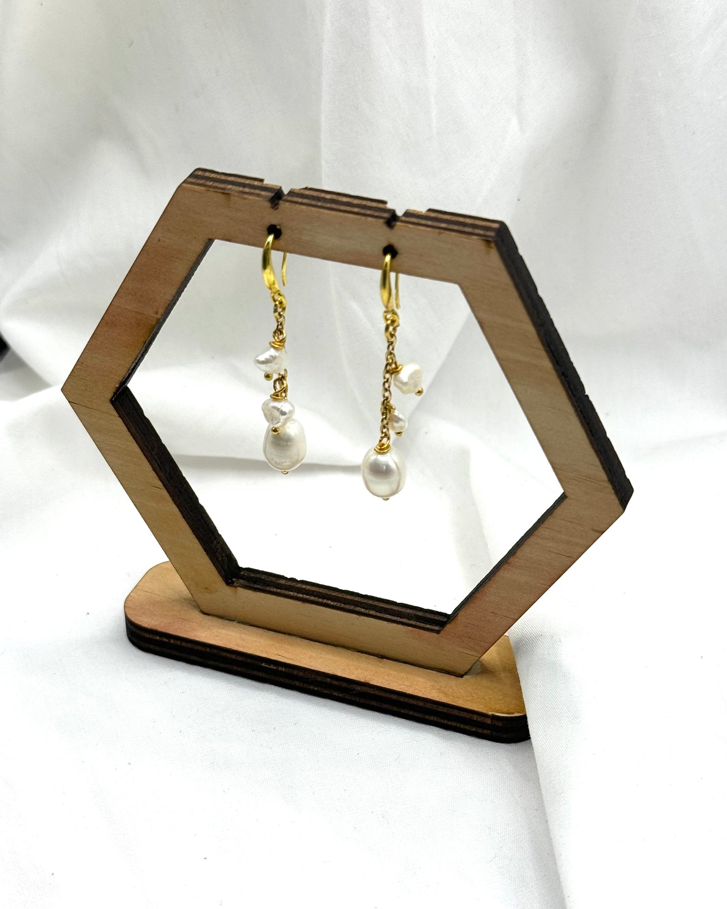 Naomi Earrings - Gold Plated Pearl Dangles