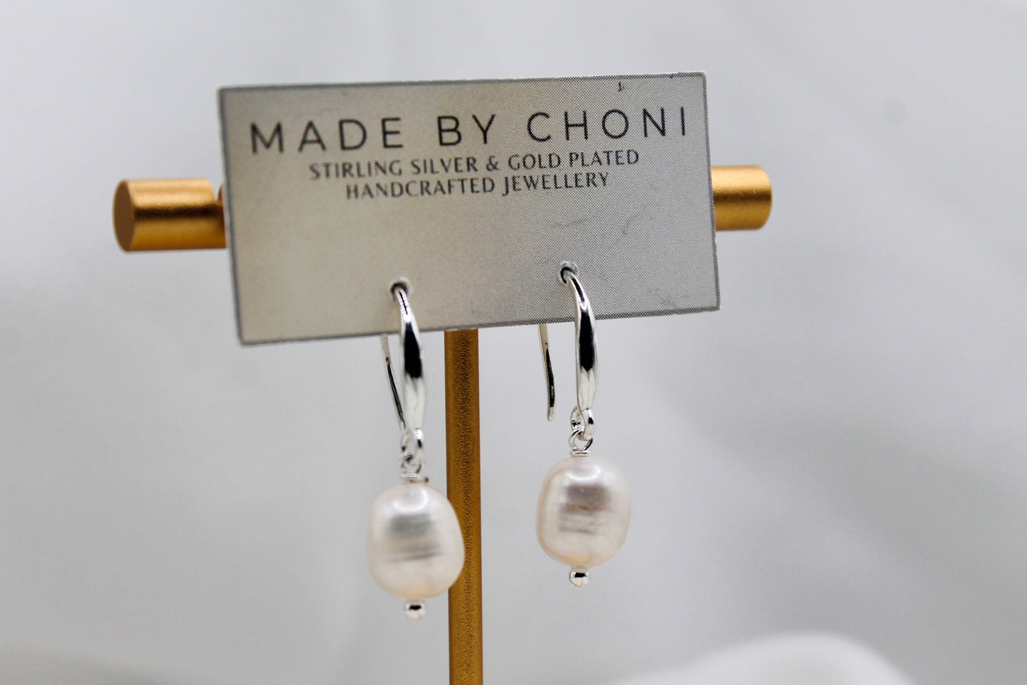 Lina Earrings - Stirling Silver Pearl Dangles