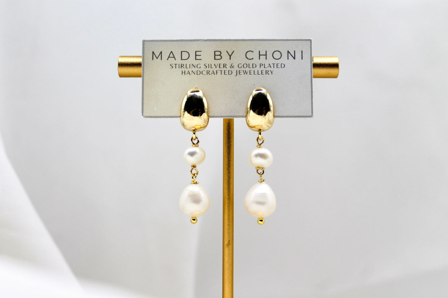 Violet Earrings - Gold Plated Pearl Earrings