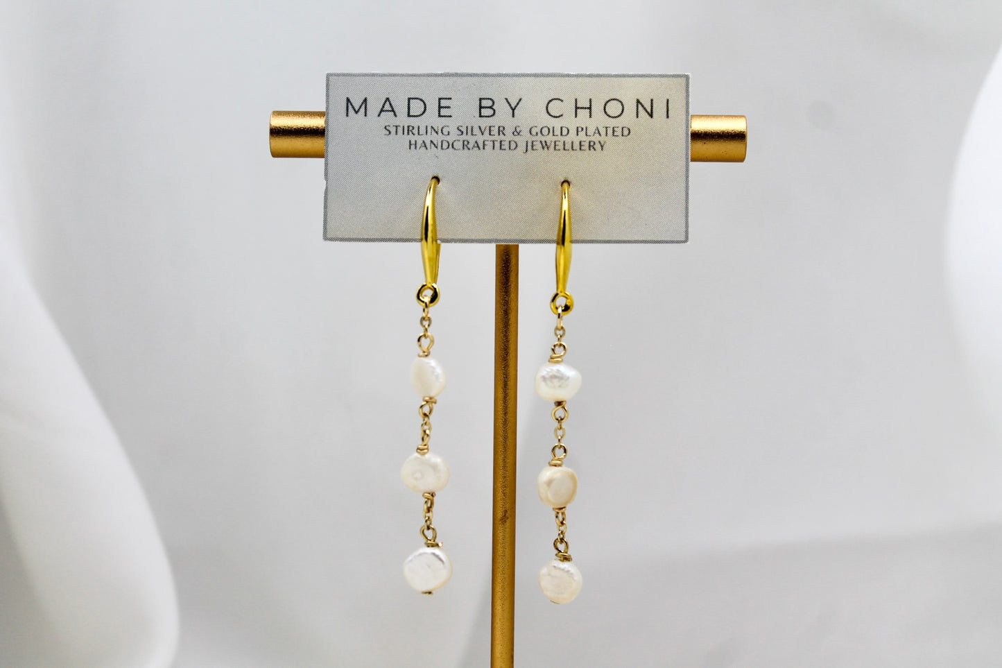 Coral Earrings - Gold Plated Pearl Earrings