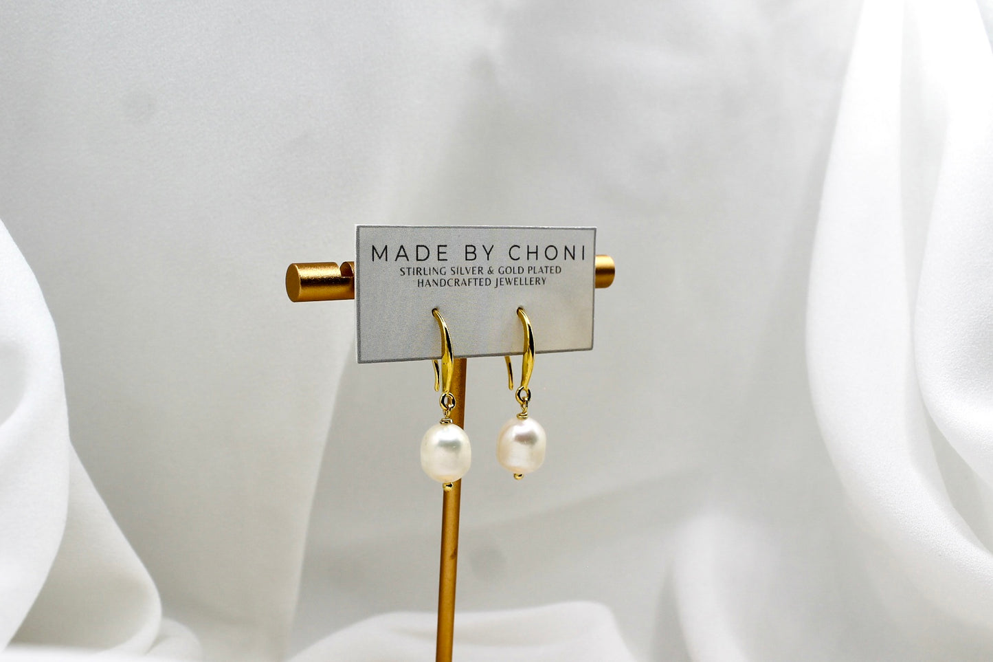 Stella Earrings - Gold Plated Pearl Drops