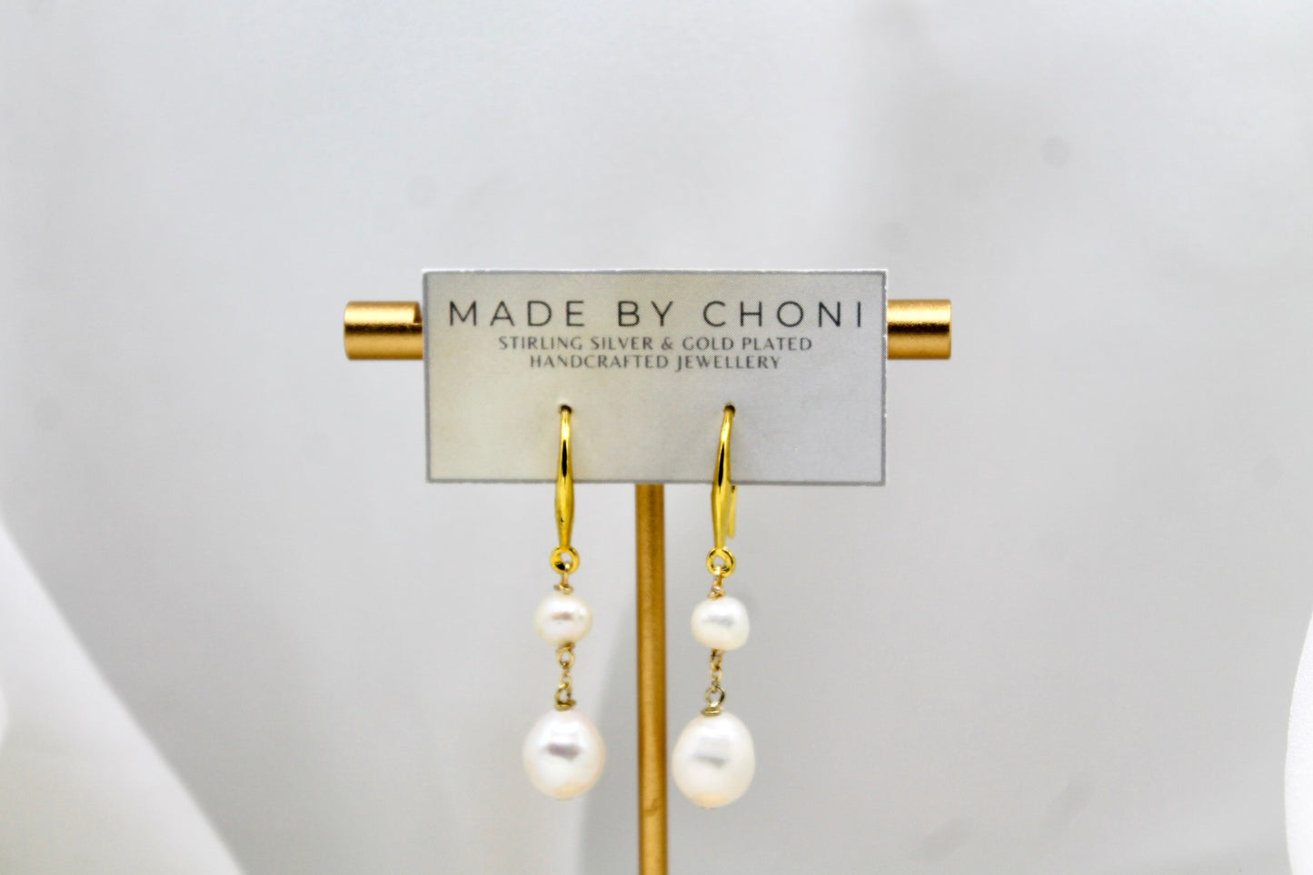 Donna Earrings - Gold Plated Pearl Earrings