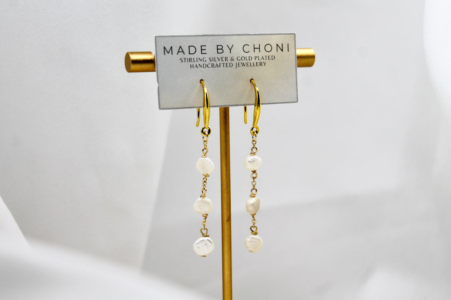 Coral Earrings - Gold Plated Pearl Earrings