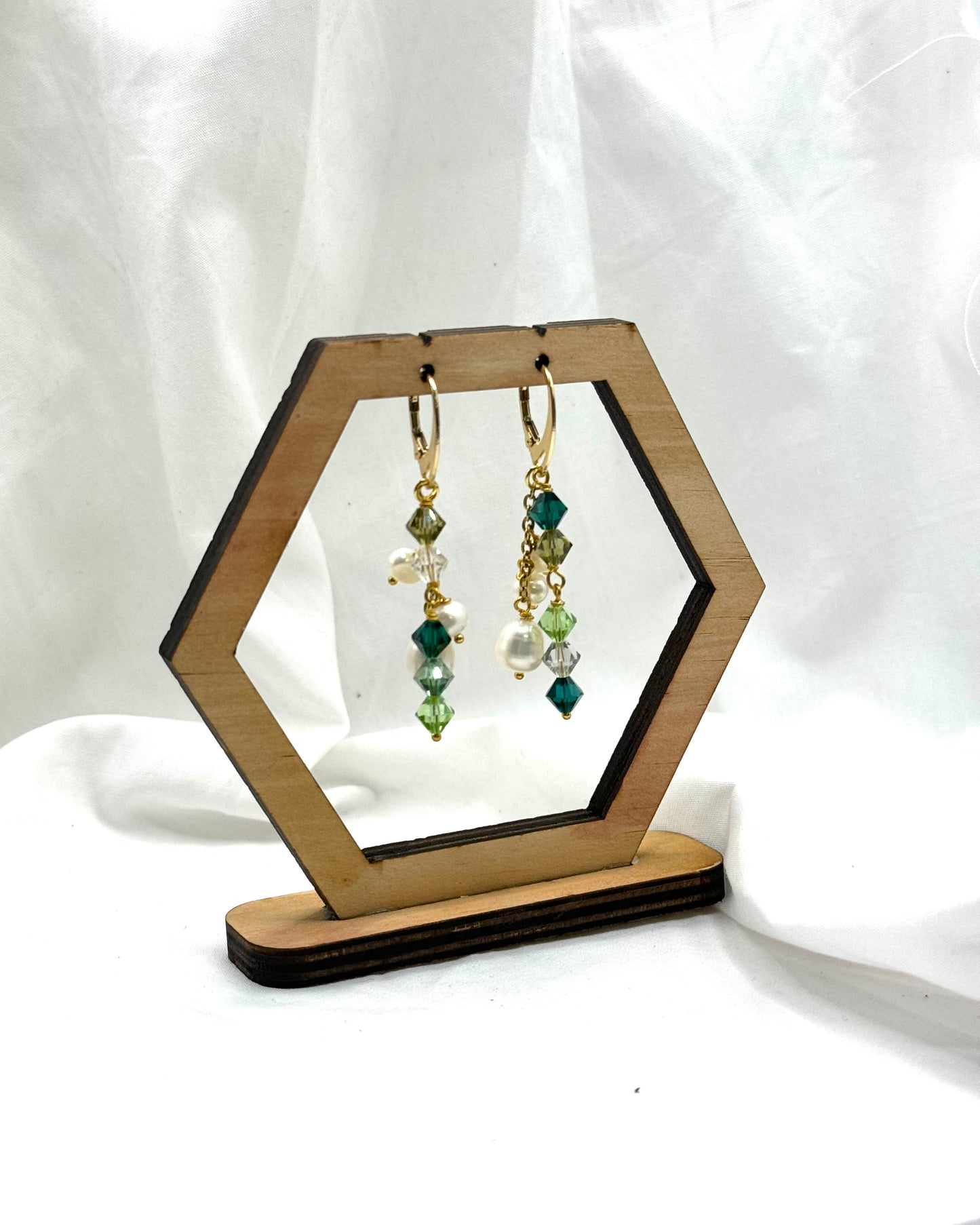 Bec Earrings - Gold Plated Pearl & Swarovski Crystal Statement Dangles