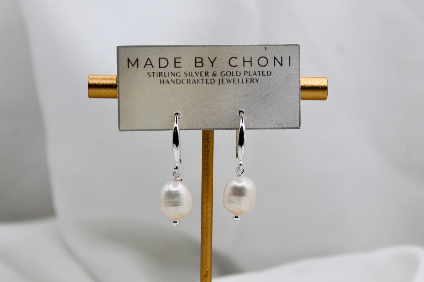 Lina Earrings - Stirling Silver Pearl Dangles