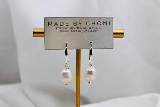 Lina Earrings - Stirling Silver Pearl Dangles