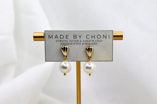 Suzette Earrings - Gold Plated Pearl Earrings