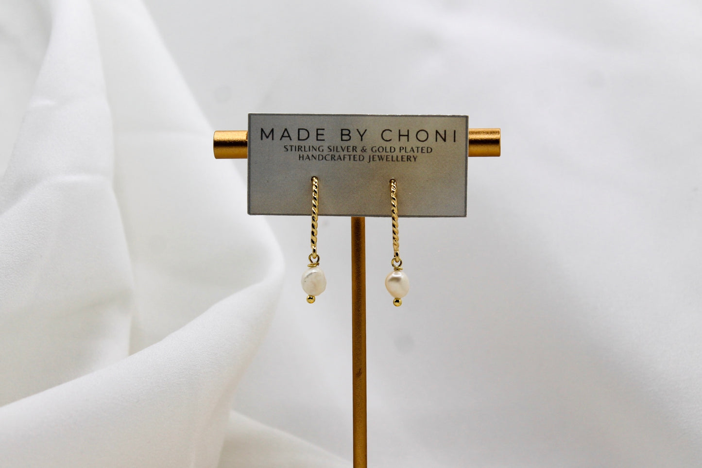 Mandy Earrings - Gold Plated Pearl Earrings