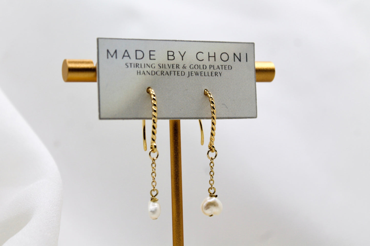 Tash Earrings - Gold Plated Pearl Earrings