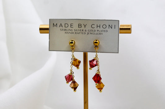 Queenie Earrings - Gold Plated Swarovski Crystal Earrings