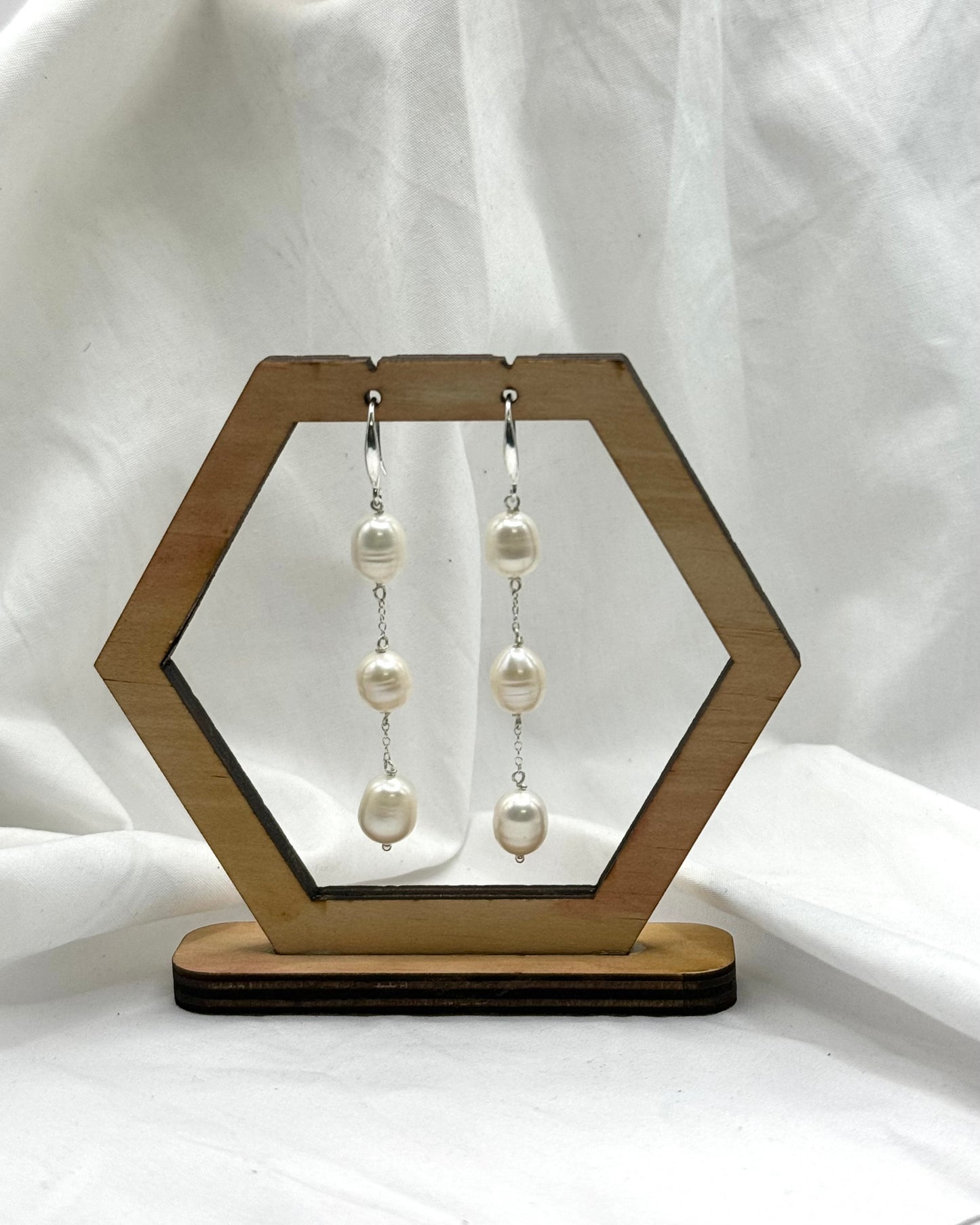 Layla Earrings - Stirling Silver Pearl Dangles