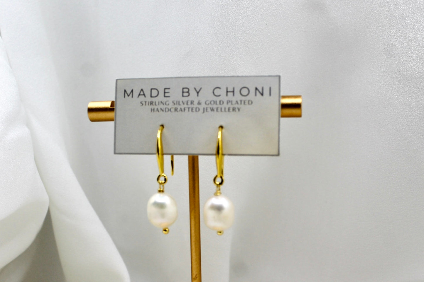 Stella Earrings - Gold Plated Pearl Drops