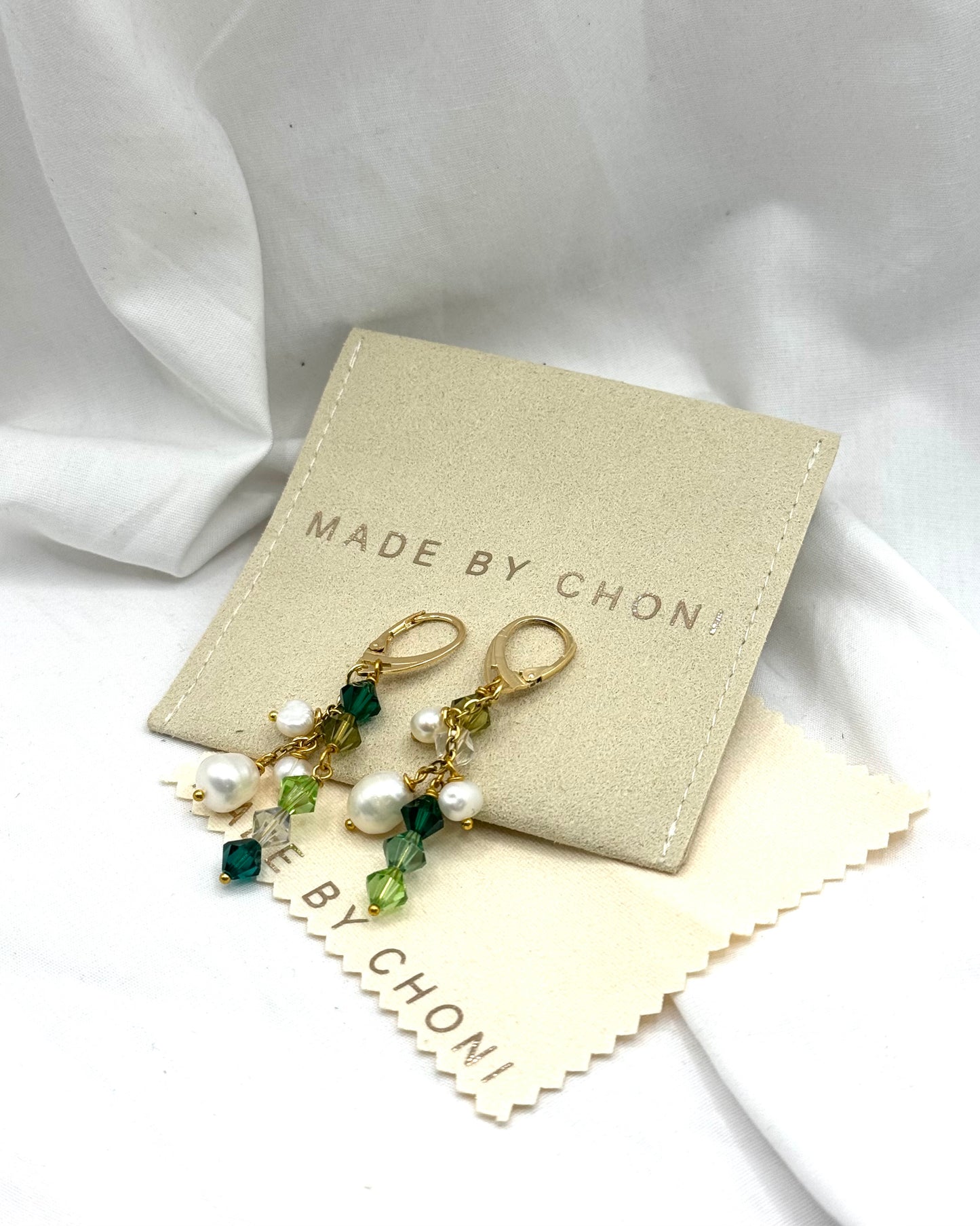 Bec Earrings - Gold Plated Pearl & Swarovski Crystal Statement Dangles